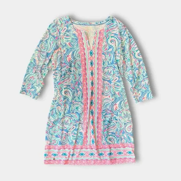 NWT Lilly Pulitzer UPF 50+ Nadine Shift Dress Zanzibar Blue Fish Kiss XL $178 - Picture 3 of 11